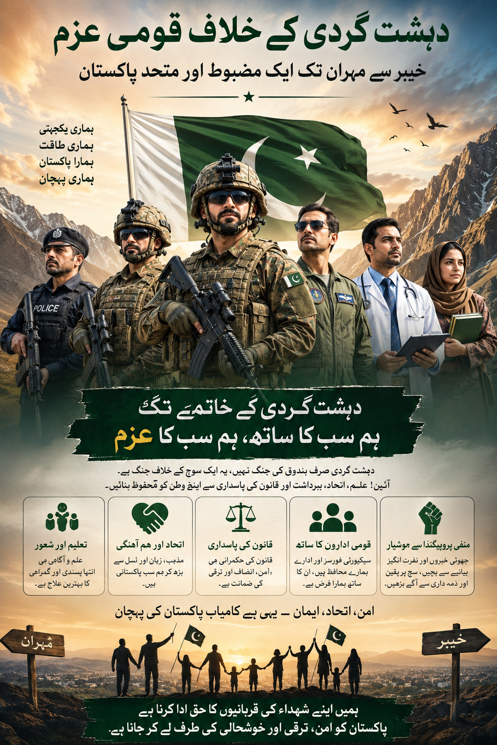 دہشت گردی کے خلاف قومی عزم: خیبر سے مہران تک ایک مضبوط اور متحد پاکستان